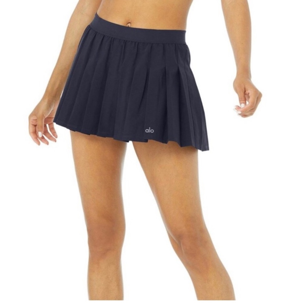 Alo Navy Varsity Pleated Skirt